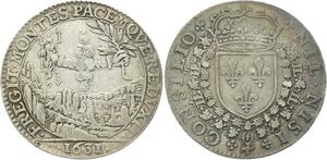 O3673 Rare Jeton Conseil Roi La Valteline Louis XIII 1631 deux bras nuage Argent Silver