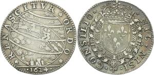 O3674 Rare R2 ! Jeton Louis XIII Conseil Roi  1624 Valteline Argent Silver