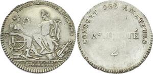 O3687 Rare Jeton Louis XVI Musique Arts Les Enfants Apollon 1777 Argent Silver SUP