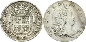 O3721 Rare Jeton Louis XV Etats Bretagne Dinan 1717 Hermine Argent Silver