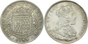 O3722 Rare Jeton Louis XV Etats Bretagne Nantes 1722 Hermine Argent Silver SUP