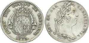 O3726 Rare Jeton Louis XV Etats Bretagne Rennes 1732 Argent Silver SUP