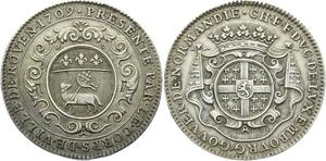O3770 Rare Jeton CFF de Montmorency Luxembourg Normandie Louis XIV 1709 Argent ->M offre