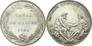 O3800 Rare Jeton Louis XVI Canaux Canal Givors 1784 Argent SUP !! ->M offre