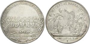 O3834 Rare Jeton Louis XV Clergé Melchisédech pain vin Abraham Argent Silver