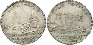 O3836 Rare Jeton Louis XV Cour des Monnaies balancier 1767 Argent Silver SUP