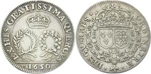 O3856 Rare Jeton Louis XIV Ordinaires Guerres Écus France Navarre 1650 Argent