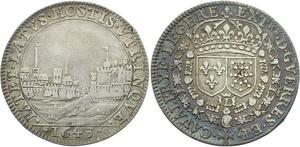 O3868 Rare R2 Jeton Louis XIV 1643 Écus France Navarre Port de Mer argent