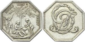 O3887 Tres Rare Jeton Octogonal Marquis de Chauvelin Louis XVI Argent