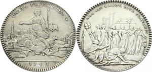 O3917 Tres Rare Jeton Sainte Geneviève Louis XV 1740 Argent Silver ->Make offer
