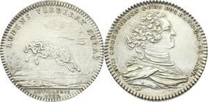 O3927 Rare Jeton Louis-Charles Bourbon Eu Artillerie 1750 Argent Boucton SUP