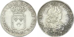 O3938 Rare Louis d'argent 1/3 Ecu de France Louis XV 1721 A Paris Argent Silver