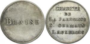 O3971 Rare Jeton Braise Paroisse Paris Saint-Germain Louvre Argent SUP