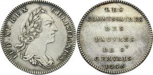 O3977 Rare R2 Jeton Louis XV 1746 Clergé Commissaires St Gervais 1747 SPL