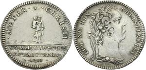 O3988 Rare R2 Jeton Louis XV 1719 Communauté des Traiteurs Argent Silver