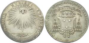 O3993 Rare Jeton Auvergne François de Bonal Evèque Clermont 1776 Argent SUP