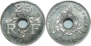 O1 Finest Top Pop France 25 Centimes Essai Guis 1913 PCGS SP65 FDC -&gt;Make offer