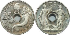 O2 Rare France 25 Centimes Essai Peter 1913 PCGS SP65 FDC -&gt; Make offer