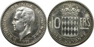O71 Rare !! Monaco 10 Francs Rainier III 1950 Probe Essai Argent FDC !