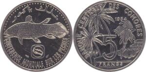 O108 Comores 5 Francs Coelacanthe 1984 SPL -> Make offer