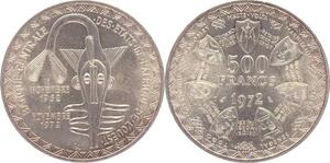O233 Afrique de l'Ouest 500 Francs Union monétaire 1972 Argent Silver FDC