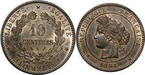 O285 France Rare 10 Centimes Cérès 1884 A Paris FDC !!!!! -> Make offer