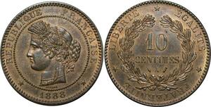 O288 France Rare 10 Centimes Cérès 1888 A Paris Splendide +++ FDC > Make offer