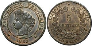 O299 France Rare 5 Centimes Cérès 1882 A Paris Splendide +++ -> Make offer