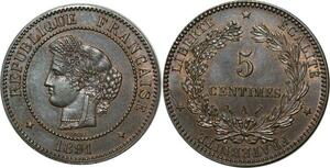 O304 France Rare 5 Centimes Cérès 1891 A Paris FDC !!!!! -> Make offer