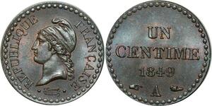 O311 France Rare 1 Centime Dupré République 1849 A Paris FDC !!! Un bijou