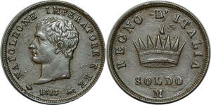 O356 Rare Italy 1 Soldo Napoléon 1813 M Milan AU SUP > Make Offer