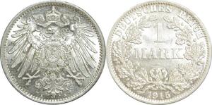 O378 Germany 1 Mark Wilhelm II 1915 A Berlin Argent Silver FDC !!!