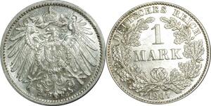 O387 Germany 1 Mark Wilhelm II 1907 G Karlsruhe Argent Silver UNC
