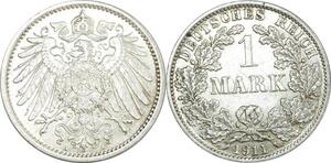 O400 Germany 1 Mark Wilhelm II 1911 A Berlin Argent Silver