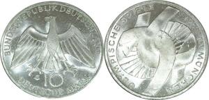 O469 Germany 10 Deutsche Mark JO Münich 1972 G Karlsruhe Silver FDC