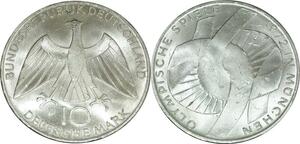 O471 Germany 10 Deutsche Mark JO Münich 1972 D Munich Silver FDC