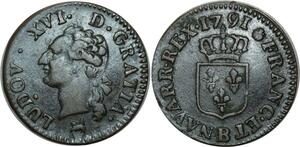 O515 France Rare Liard Louis XVI 1791 B Rouen 2nd semestre ->FO