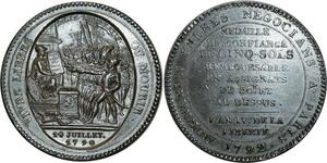 O518 France Constitution 1791-1792 5 Sols Monneron 1792 AN IV Frappe Monnaie SUP