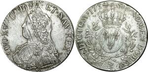 O531 France Rare Ecu aux rameaux Oliviers Louis XV 1734 & Aix Argent