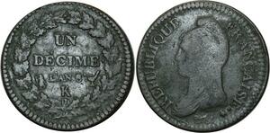 O536 France Un Décime Dupré an 8/5 K Bordeaux