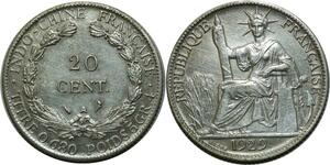 O585 Fake ? Indochina French Indochina 20 Cents A Paris 1929 Argent Silver