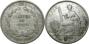 O672 Indochina 1 Piastre 1900 A Paris Argent Silver