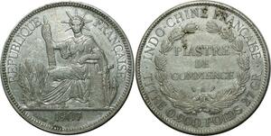 O676 Indochina 1 Piastre 1907 A Paris Argent Silver