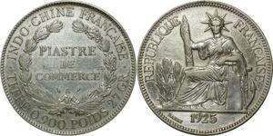 O680 Indochina 1 Piastre 1925 A Paris Argent Silver