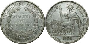 O683 Indochina 1 Piastre 1900 A Paris Argent Silver XF