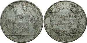 O685 Indochina 1 Piastre 1903 A Paris Argent Silver XF