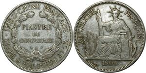 O689 Indochina 1 Piastre 1906 A Paris Argent Silver