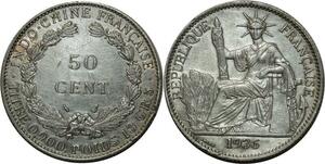 O698 Indochina 50 Cents 1936 Argent Silver AU