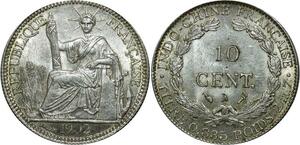 O704 Indochina 10 Cents 1902 A Paris Argent Silver UNC !!!