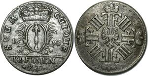 O777 Germany Brandebourg Prussia 1/12 Thaler Friedrich III 1693 Argent Silver